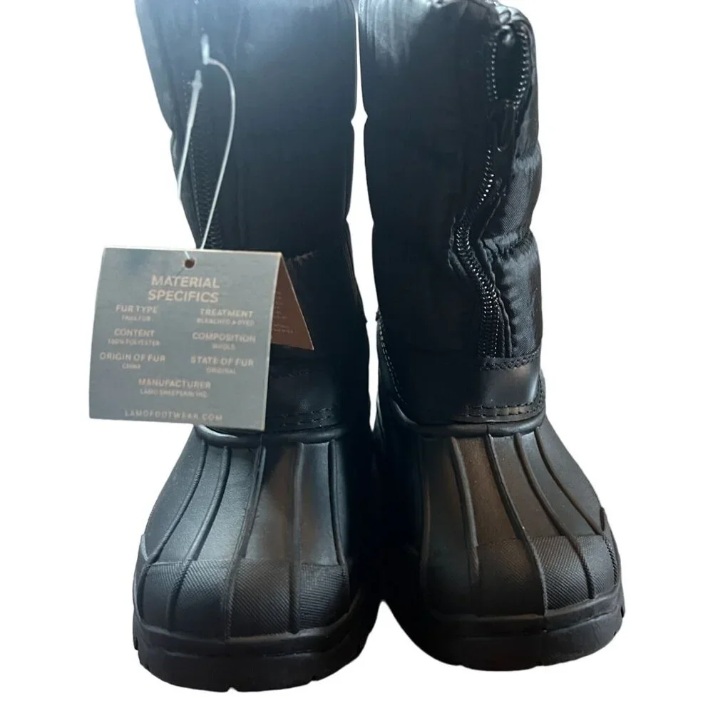 New Après By Lamo Youth Winter Snow Boots Size‎ 1Y Black Faux Fur Lined NWT
